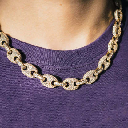 12mm Italian Moissanite Diamond Chain In Gold