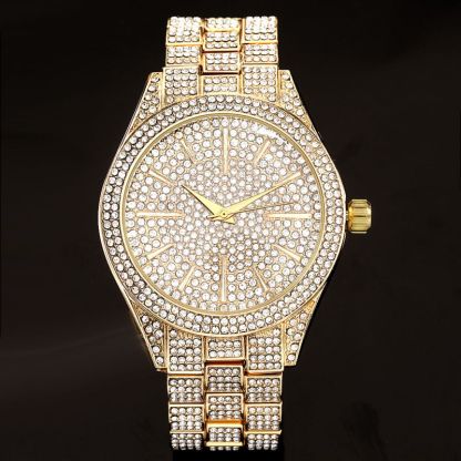 Fully Iced Round Bezel Men's Watch in Gold