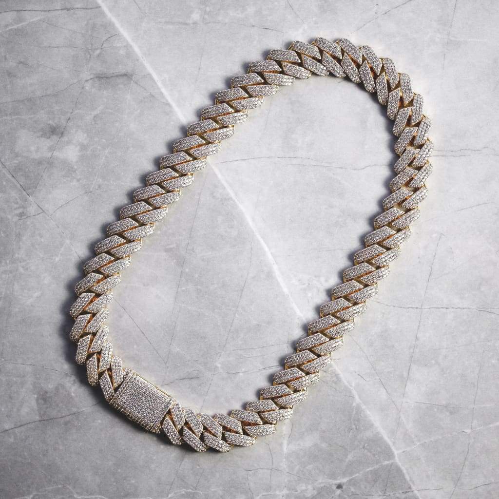 20mm Ice Out Miami Moissanite Diamond Chain In Gold