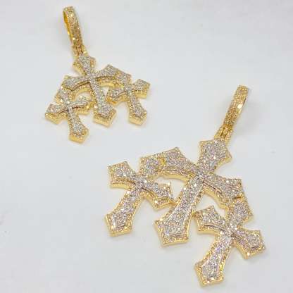 Cross Moissanite Diamond Pendant Set