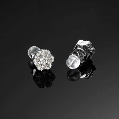  925 Sterling Silver VVS1 Moissanite Cluster Hexagon Earrings