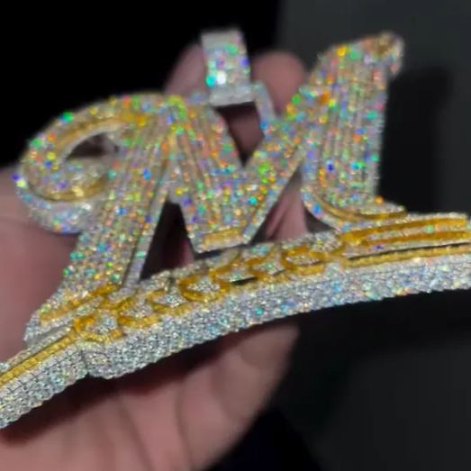 Moissanite Letter Wheat Ear Design Pendant