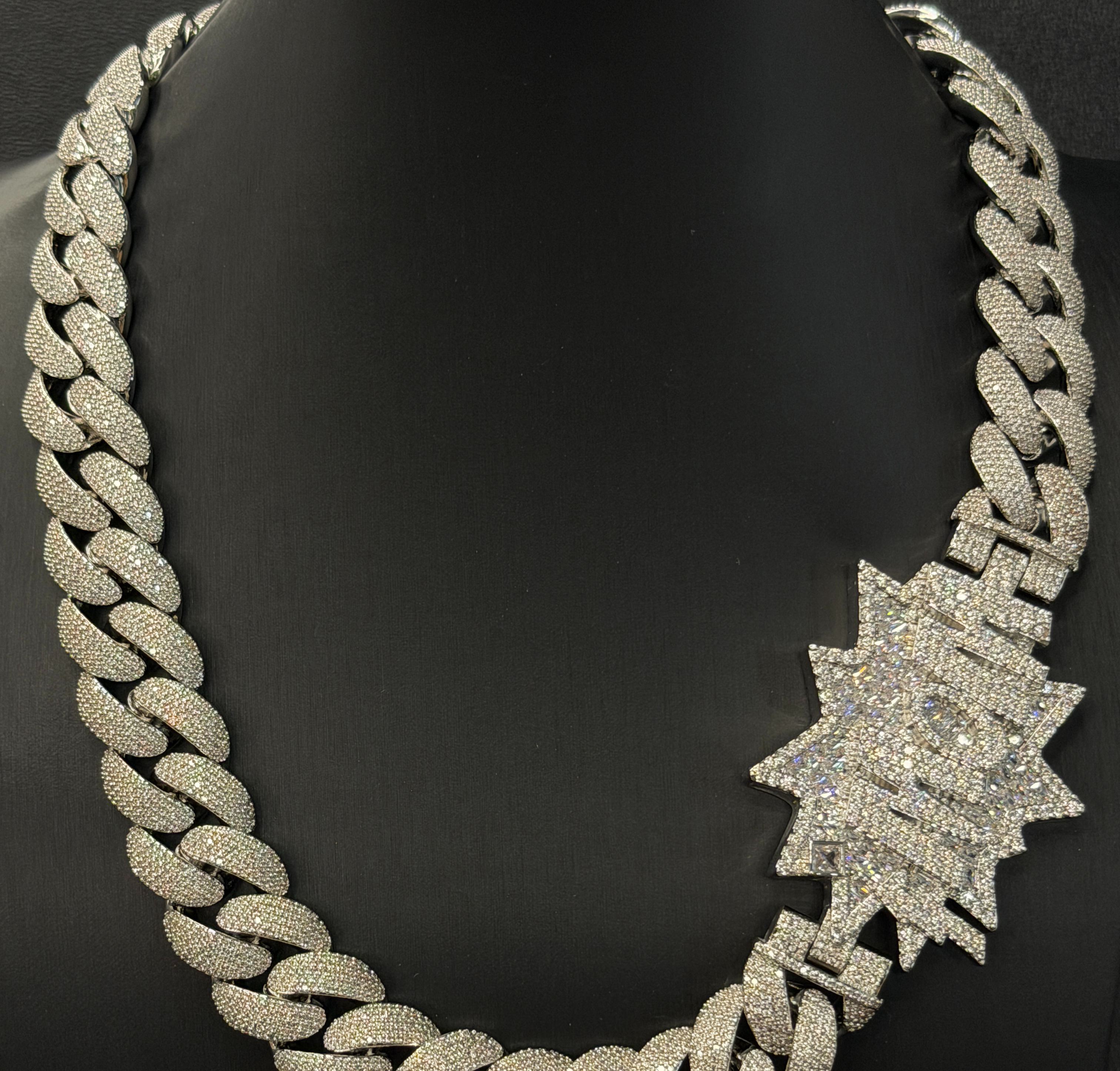 Moissanite "WOW" Letter Design Buckle 20mm Cuban Chain