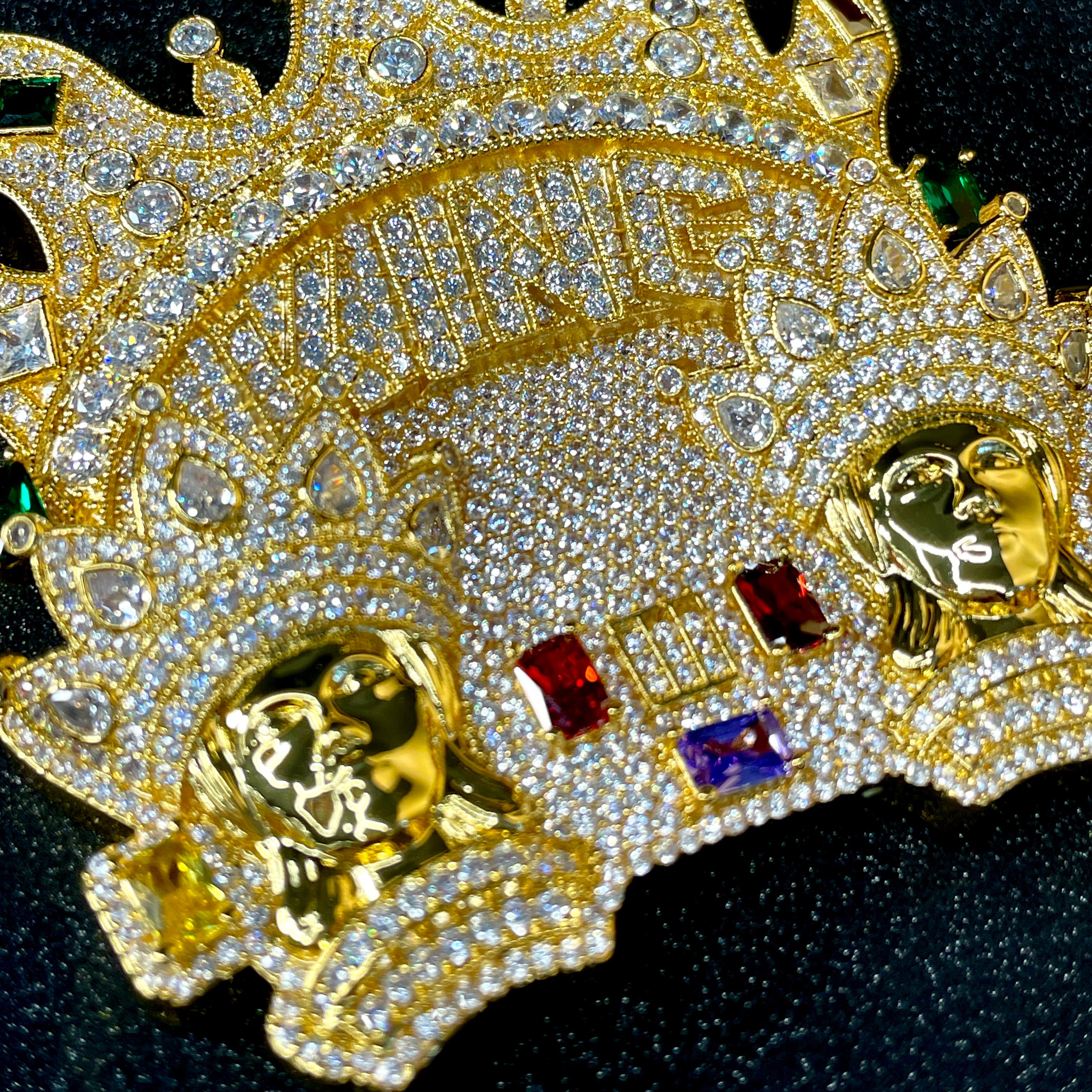 Moissanite Colored Gemstone Crown KING Pendant