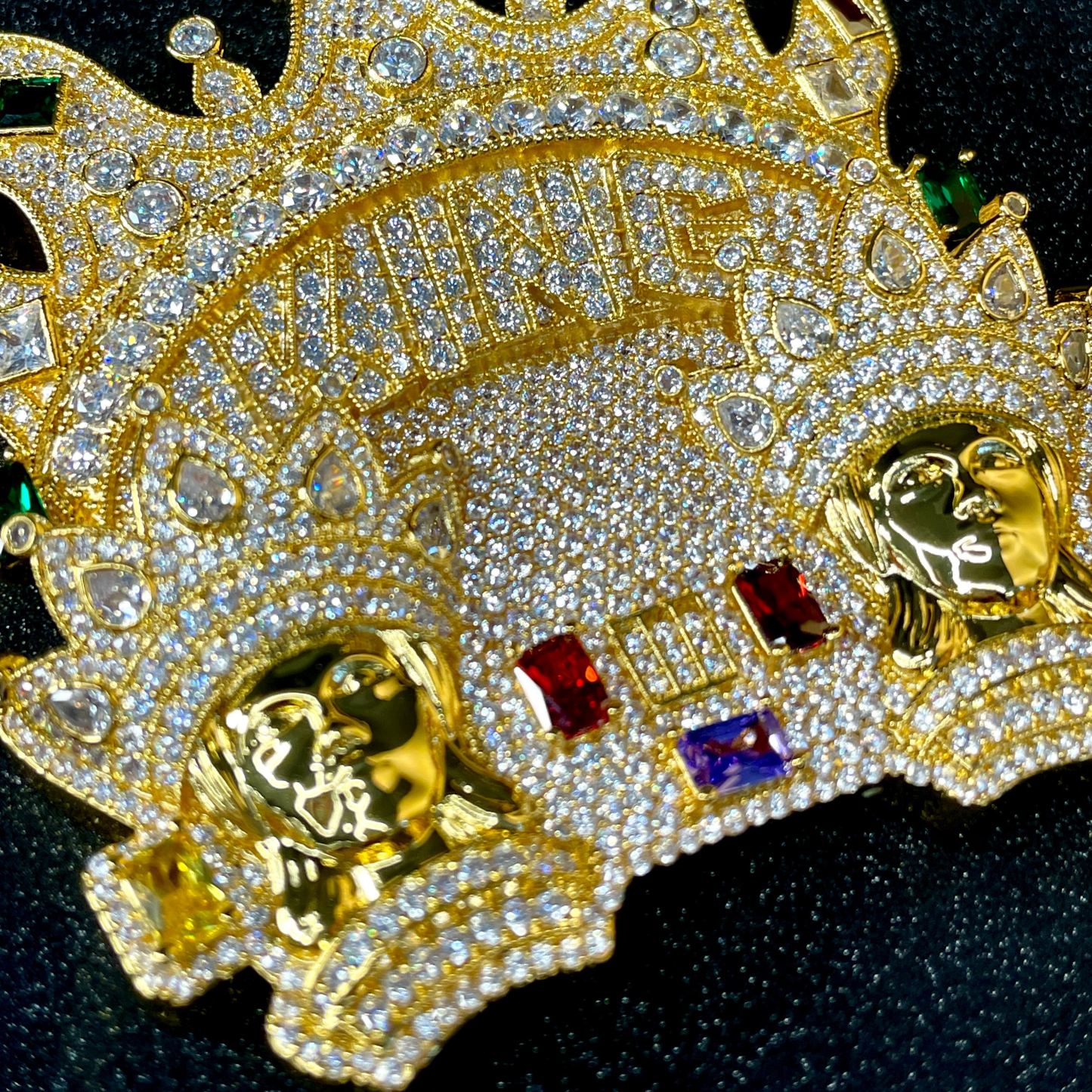 Moissanite Colored Gemstone Crown KING Pendant