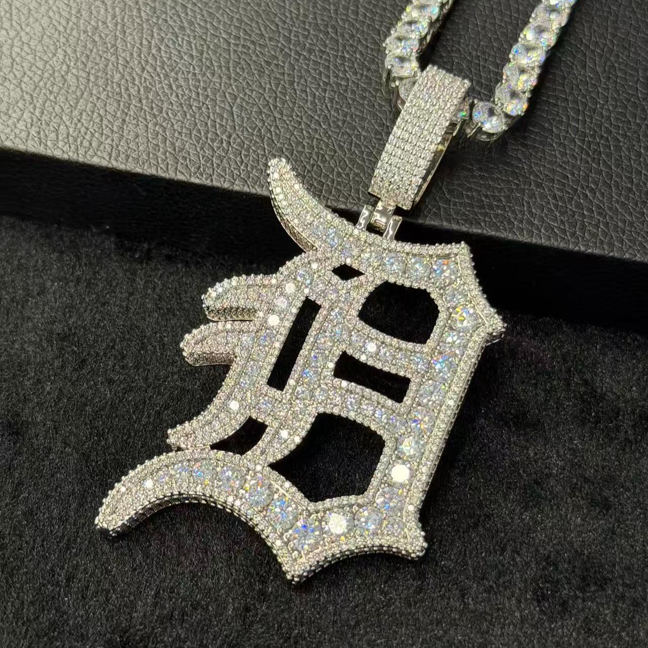 Moissanite Old English D Letter Pendant