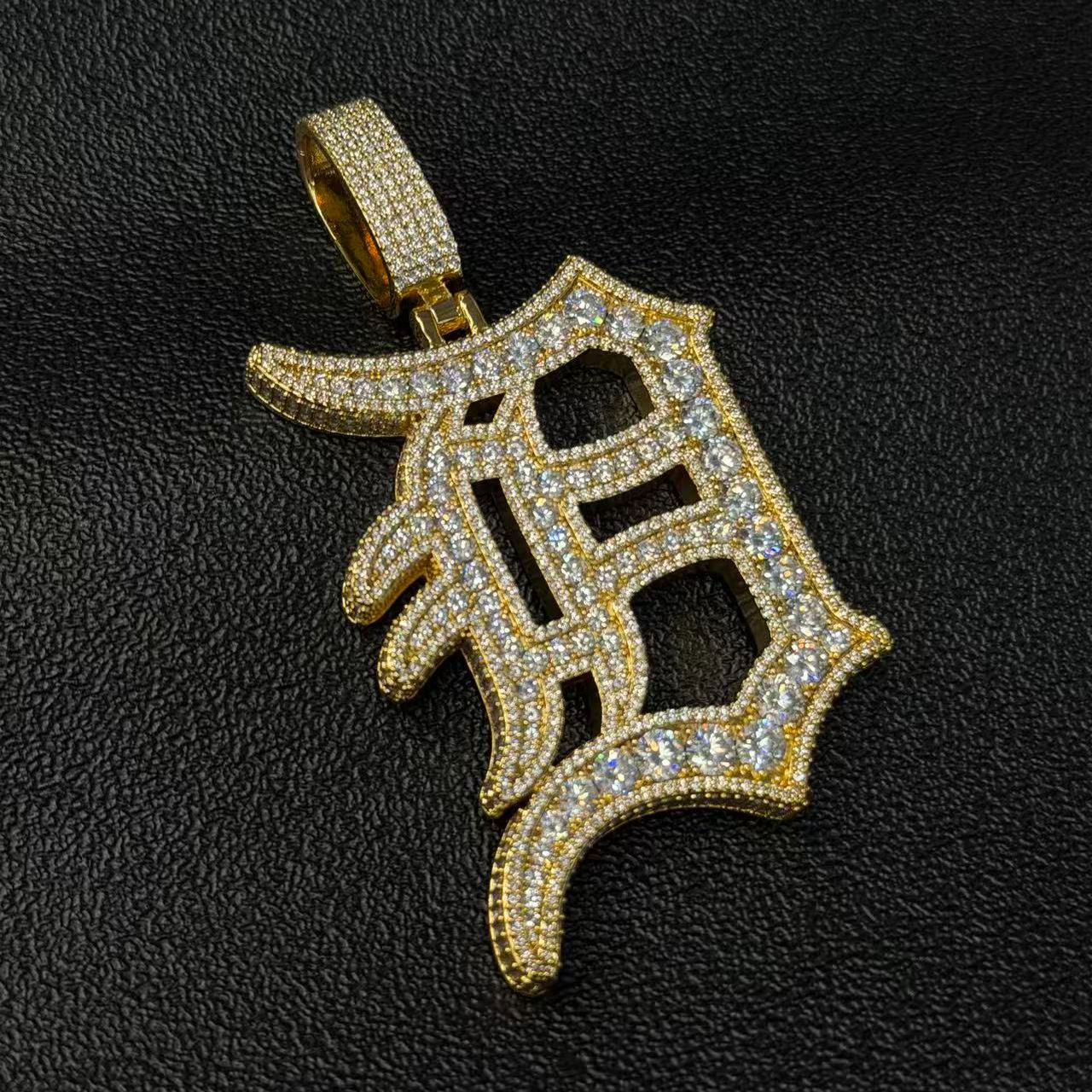 Moissanite Old English D Letter Pendant