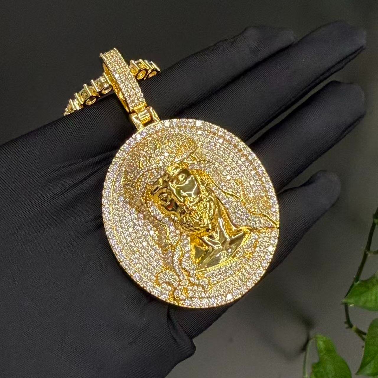 S925 Moissanite Jesus Medallion Pendant