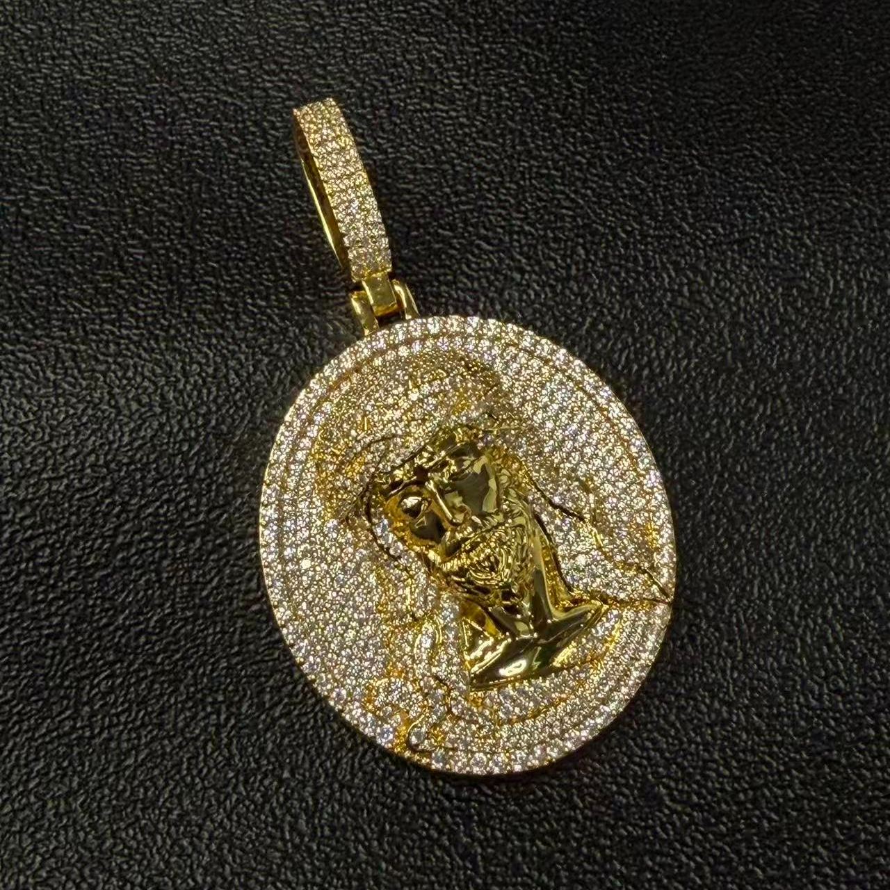 S925 Moissanite Jesus Medallion Pendant