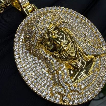 S925 Moissanite Jesus Medallion Pendant