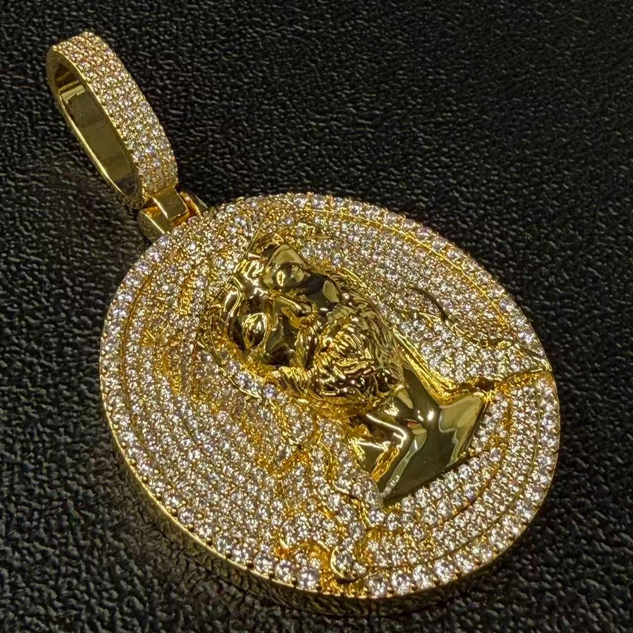 S925 Moissanite Jesus Medallion Pendant