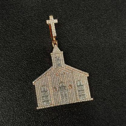 S925 Moissanite Cross Church Pendant