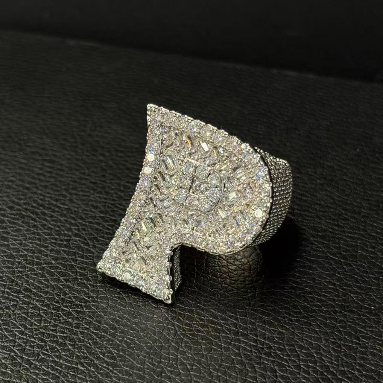 S925 Moissanite P-shaped full diamond ring