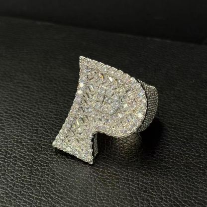 S925 Moissanite P-shaped full diamond ring