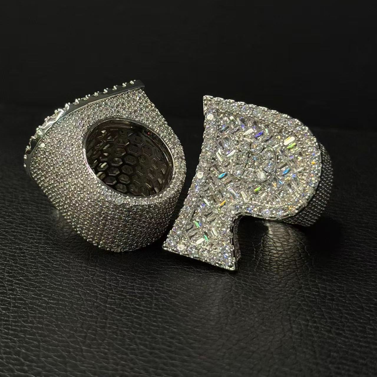 S925 Moissanite P-shaped full diamond ring