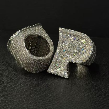 S925 Moissanite P-shaped full diamond ring
