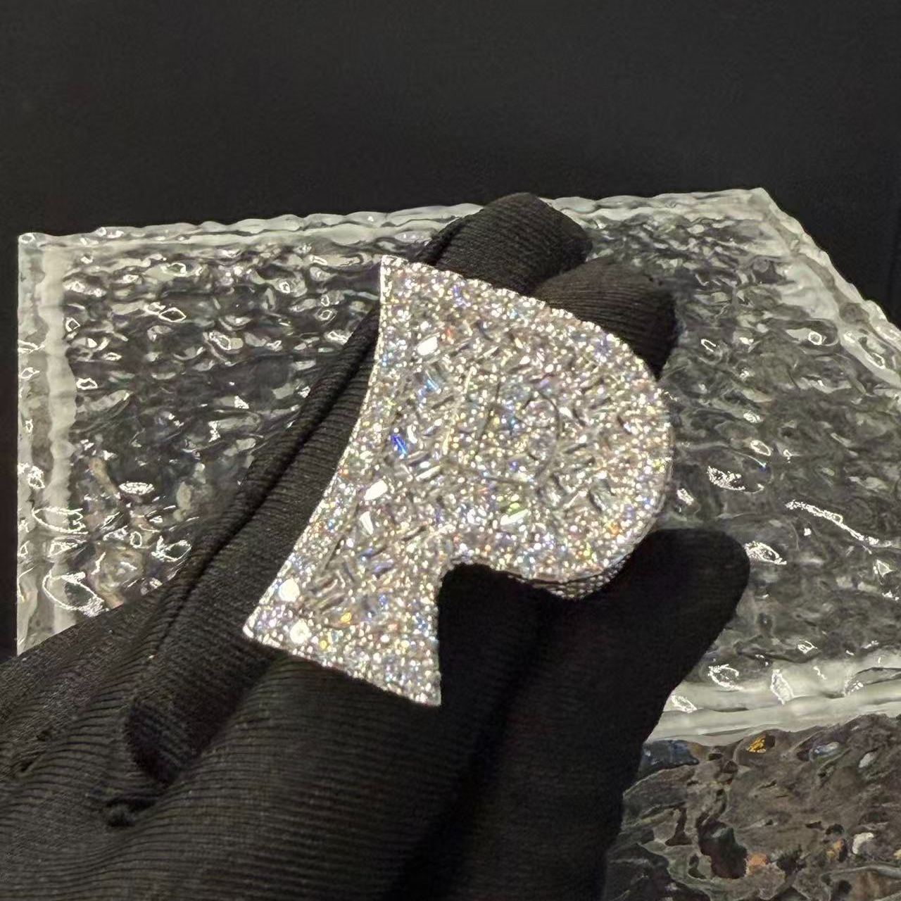 S925 Moissanite P-shaped full diamond ring