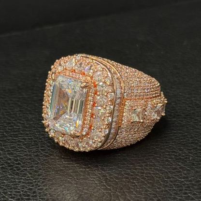 Emerald Cut Rose Gold Moissanite Ring