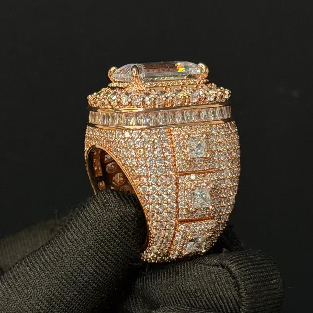 Emerald Cut Rose Gold Moissanite Ring