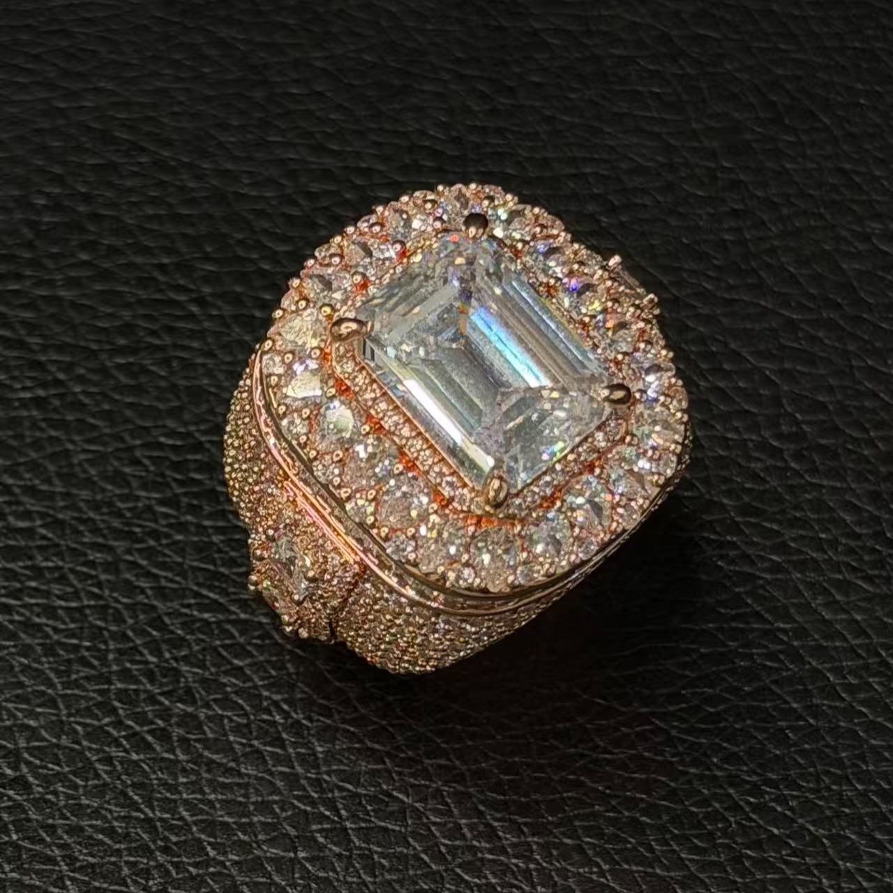 Emerald Cut Rose Gold Moissanite Ring
