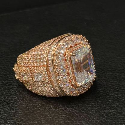 Emerald Cut Rose Gold Moissanite Ring