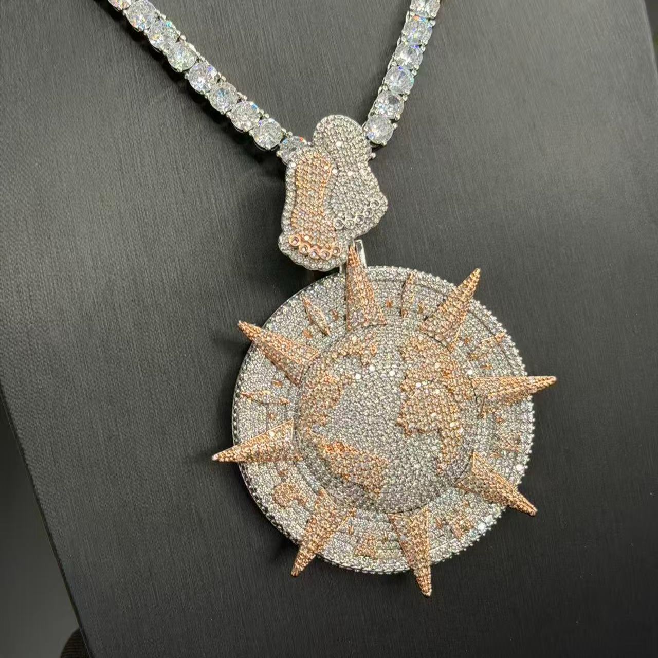 S925 Moissanite Footprint Earth Pendant