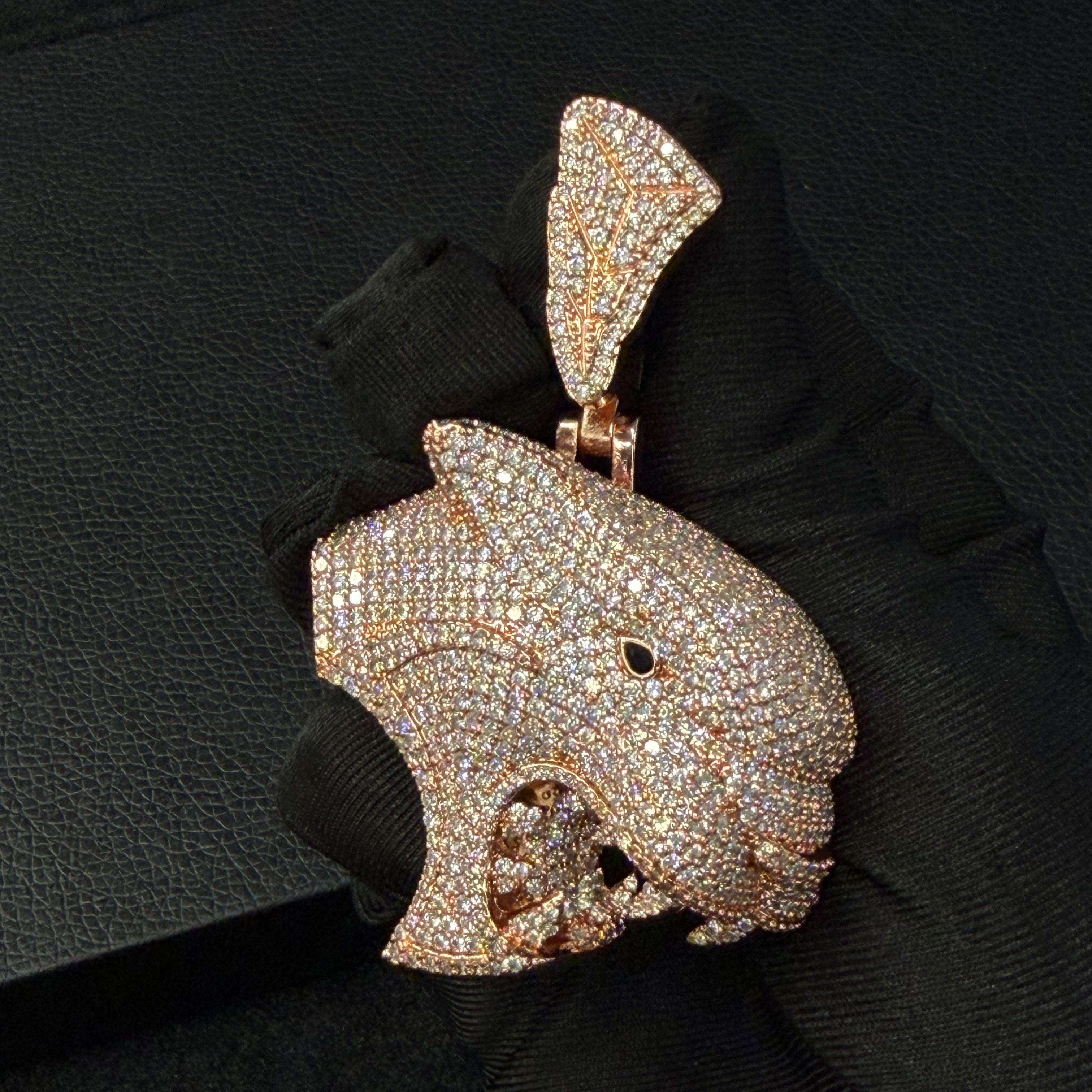 S925 Moissanite Leopard Head Pendant