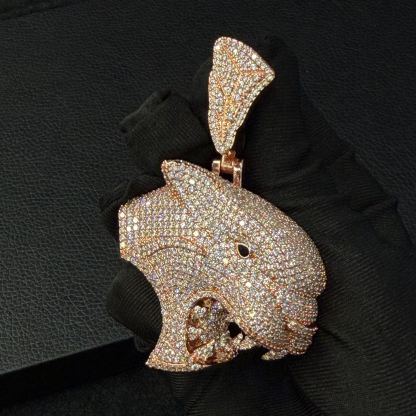 S925 Moissanite Leopard Head Pendant