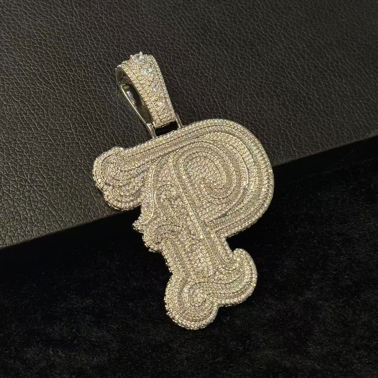 S925 Moissanite Vintage Letter P Pendant