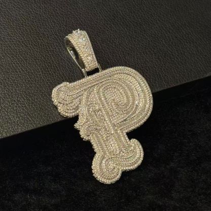 S925 Moissanite Vintage Letter P Pendant