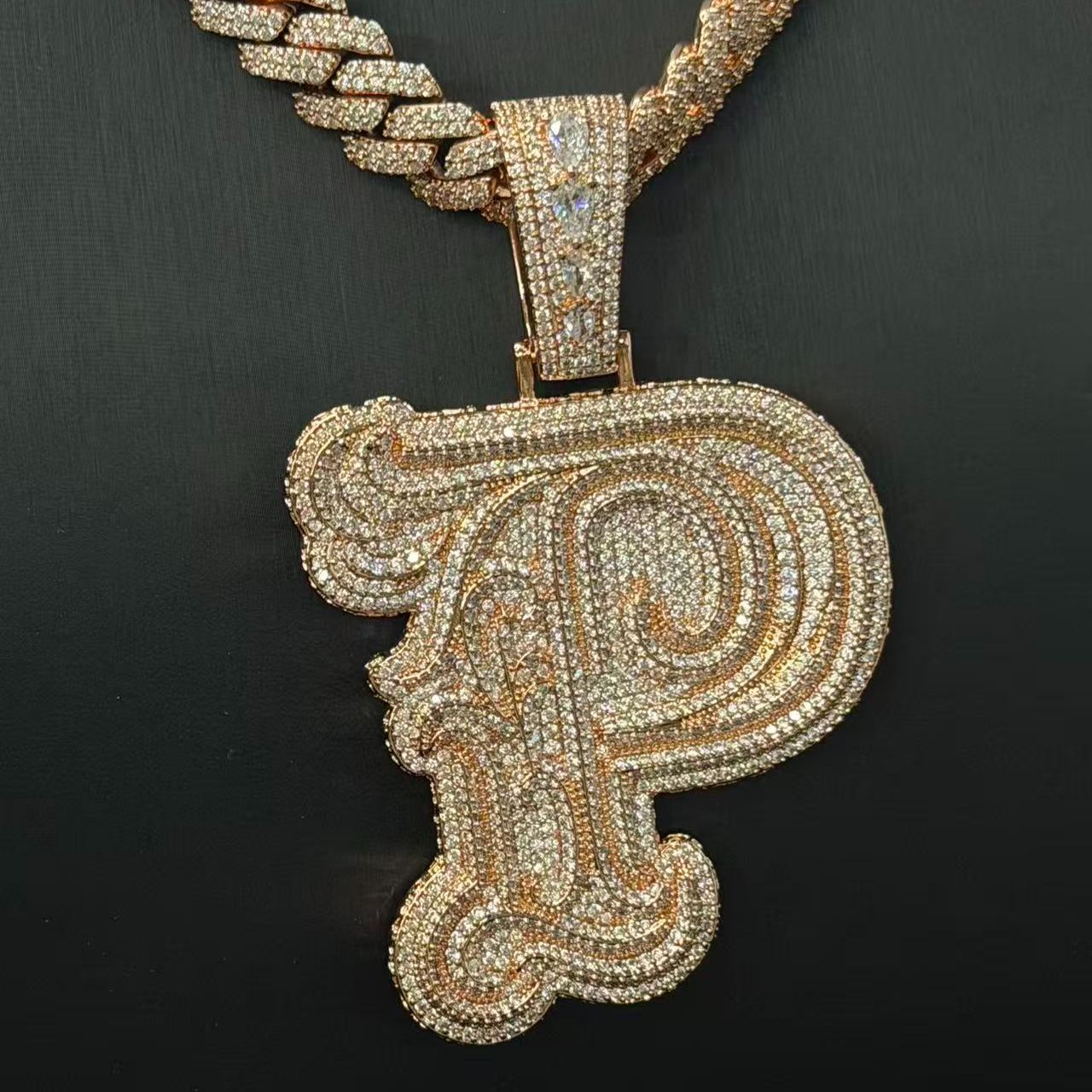 S925 Moissanite Vintage Letter P Pendant