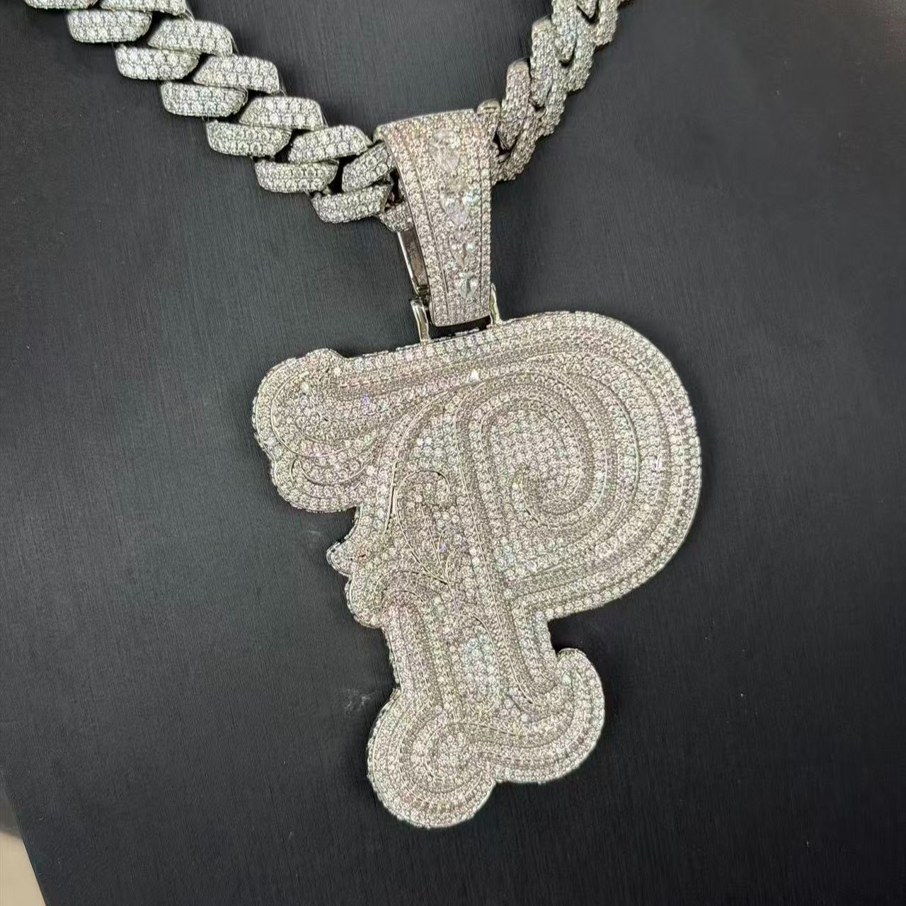 S925 Moissanite Vintage Letter P Pendant