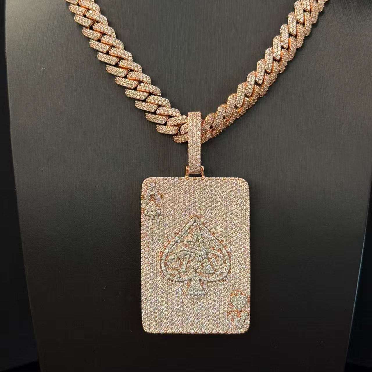 S925 Moissanite Playing Card Ace Pendant