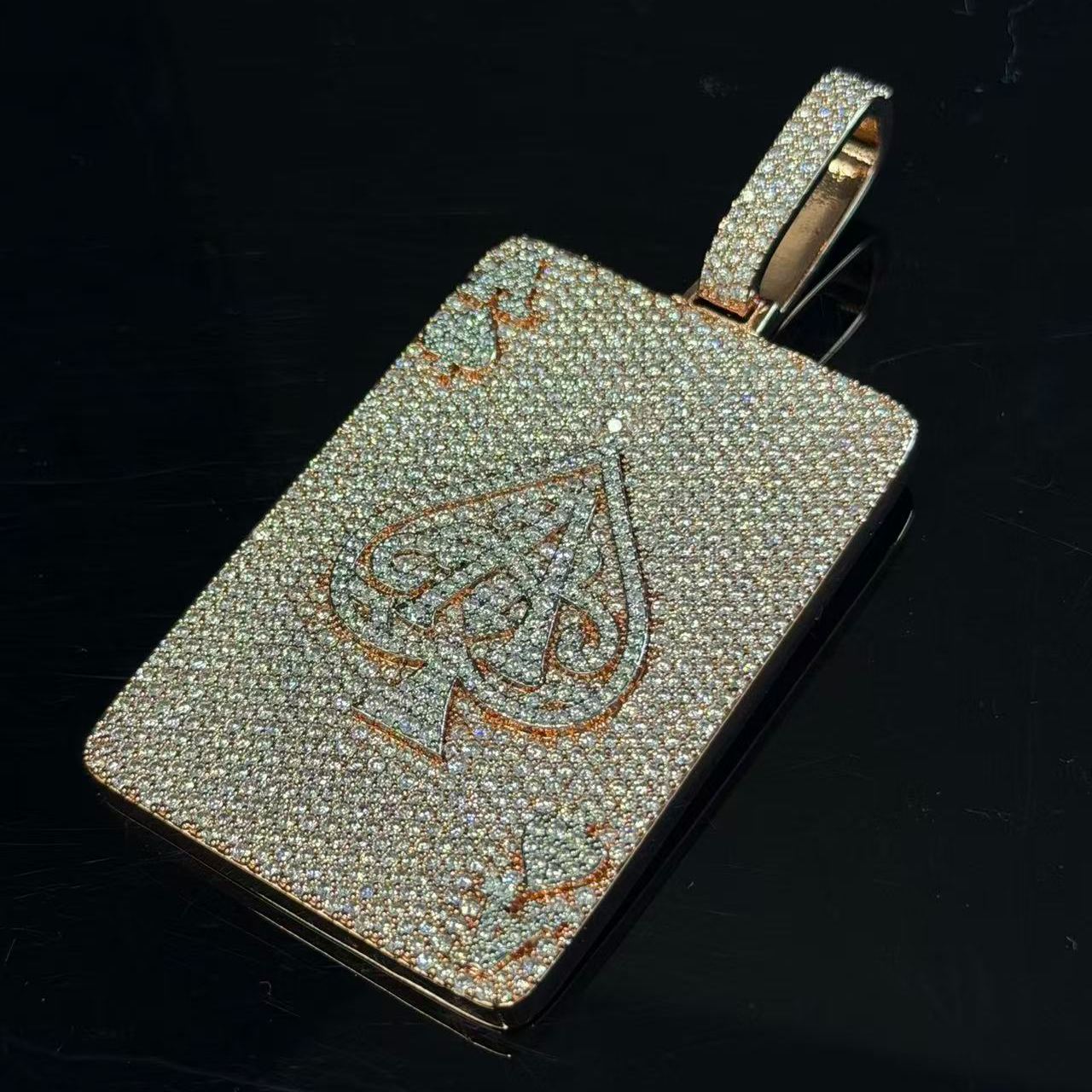 S925 Moissanite Playing Card Ace Pendant