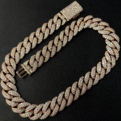 22mm Round and Carre Cut Moissanite Cuban Chain