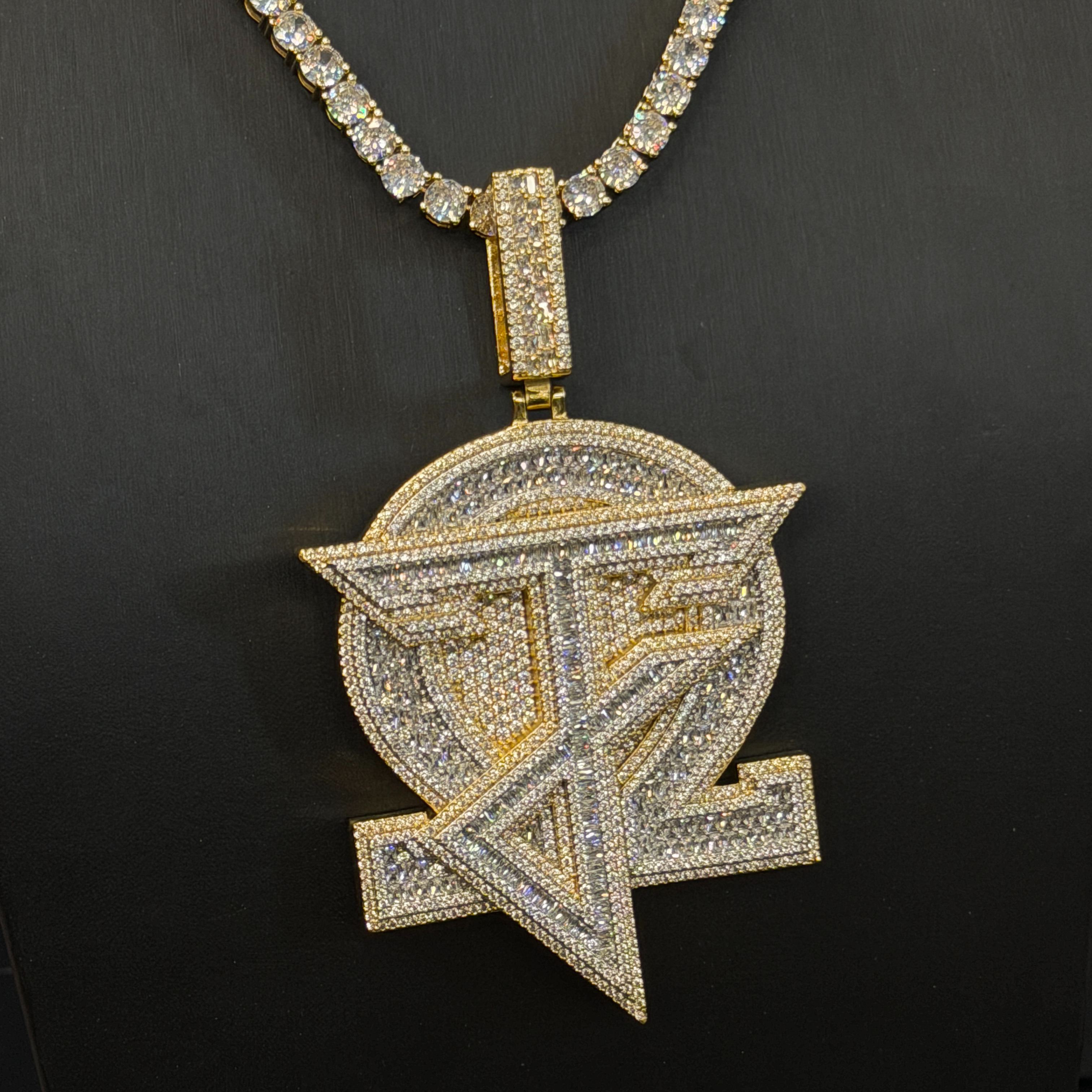 Moissanite Hip Hop Designer Letter Round Pendant
