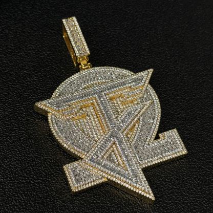 Moissanite Hip Hop Designer Letter Round Pendant