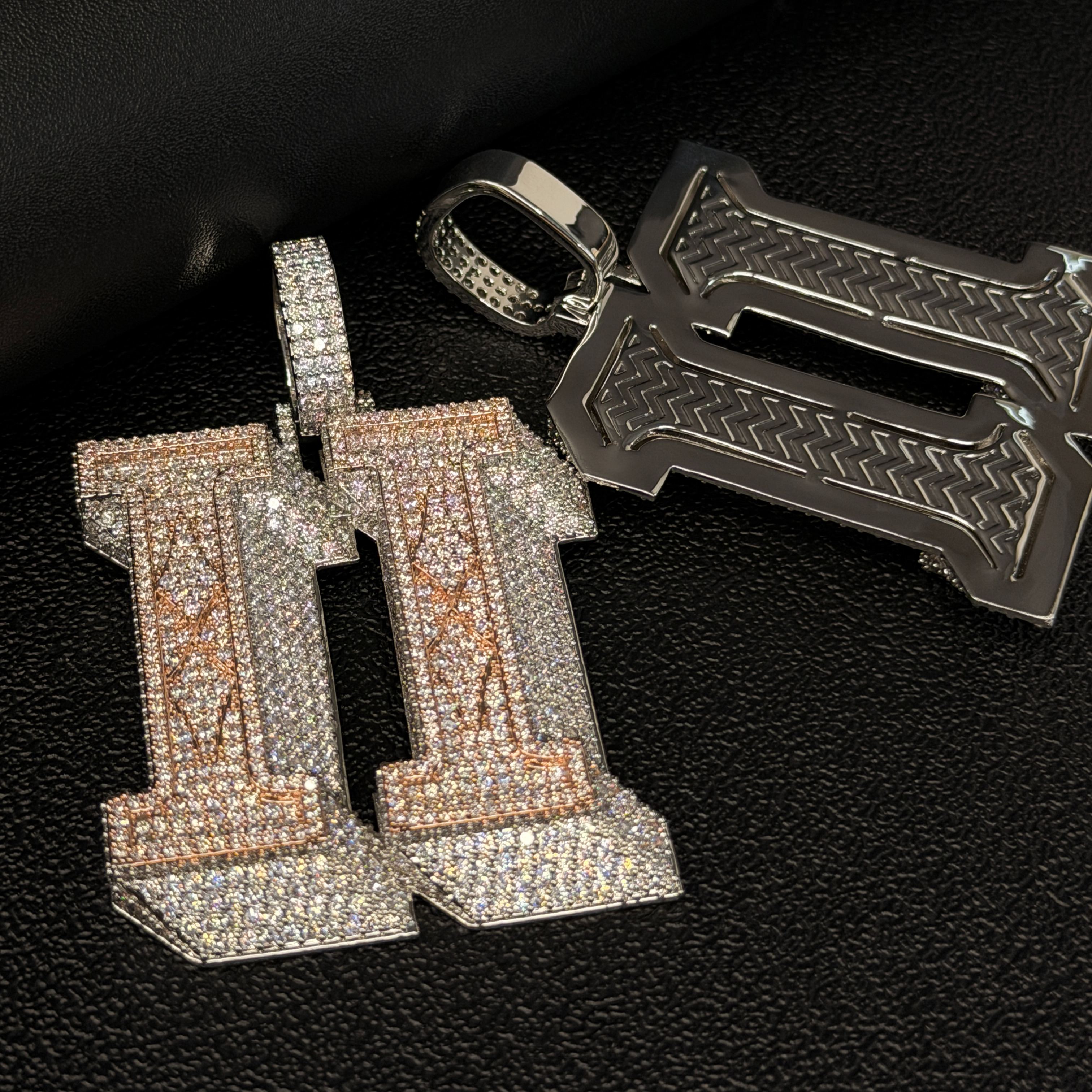 3D Moissanite Details Design X Pendant     