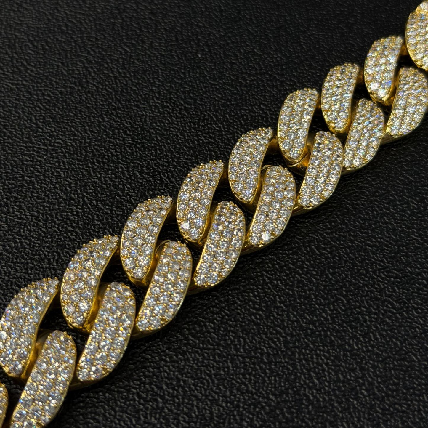 Moissanite Alphabet Design Clasp Cuban Bracelet