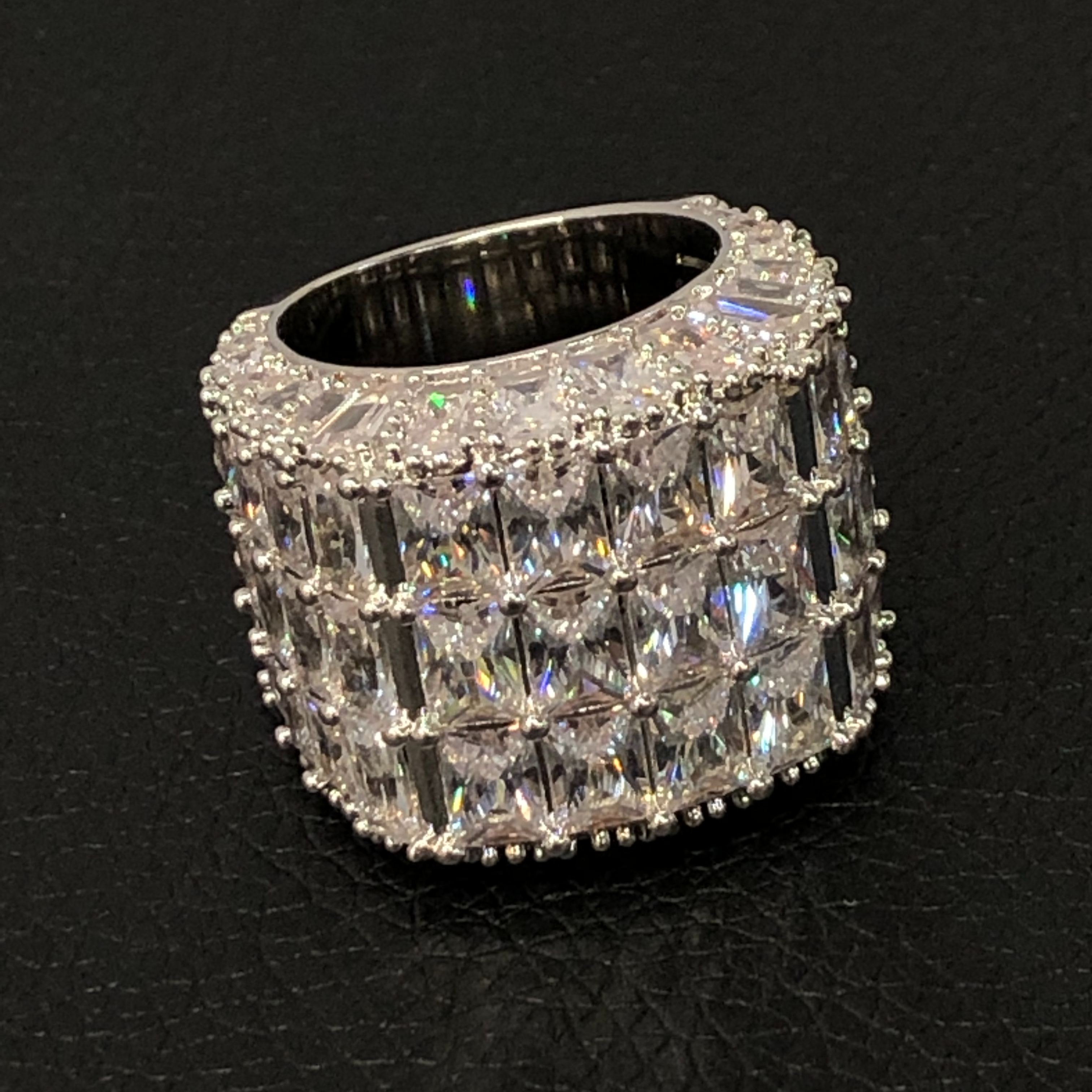 Asscher Cut Men's Chandelier Moissanite Ring