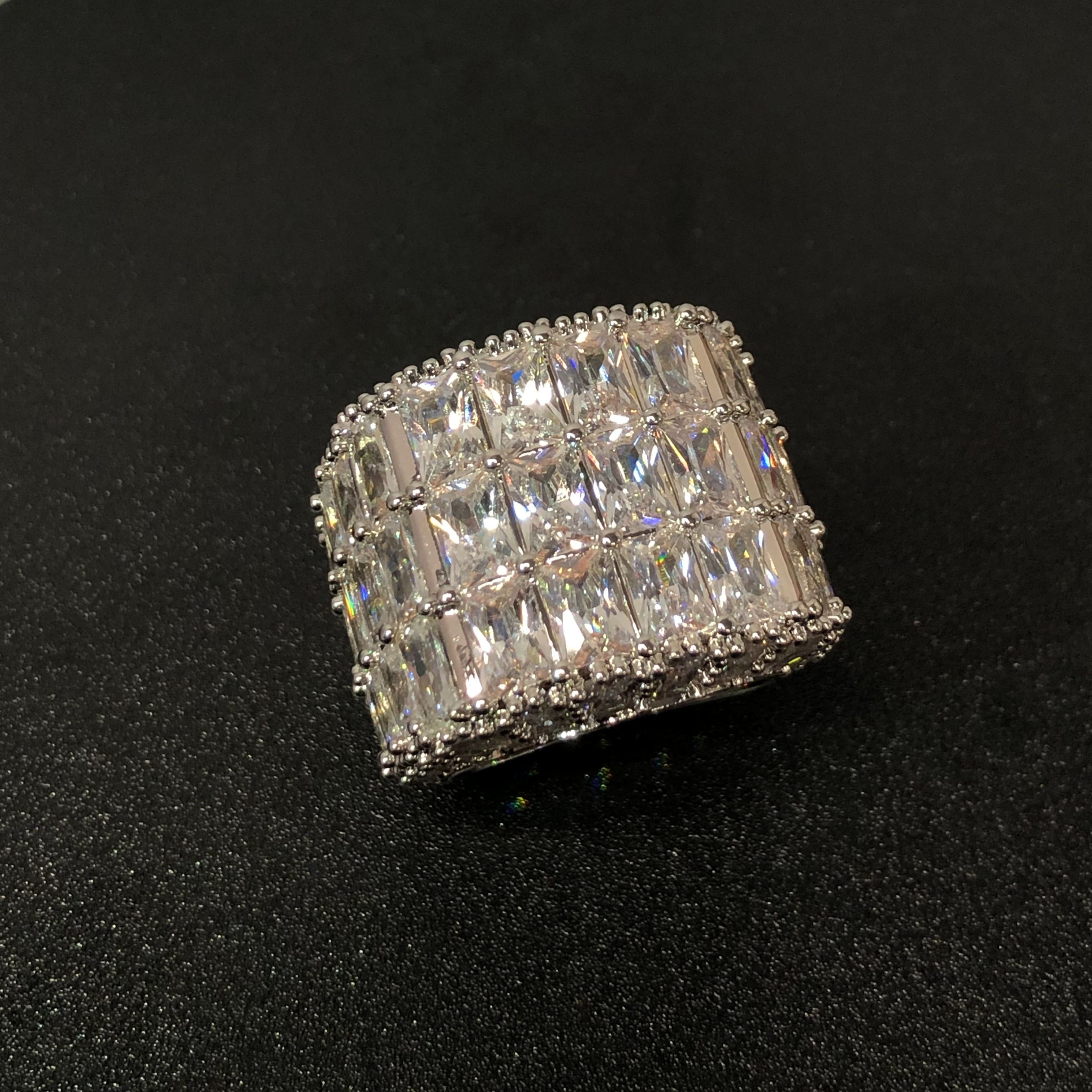 Asscher Cut Men's Chandelier Moissanite Ring