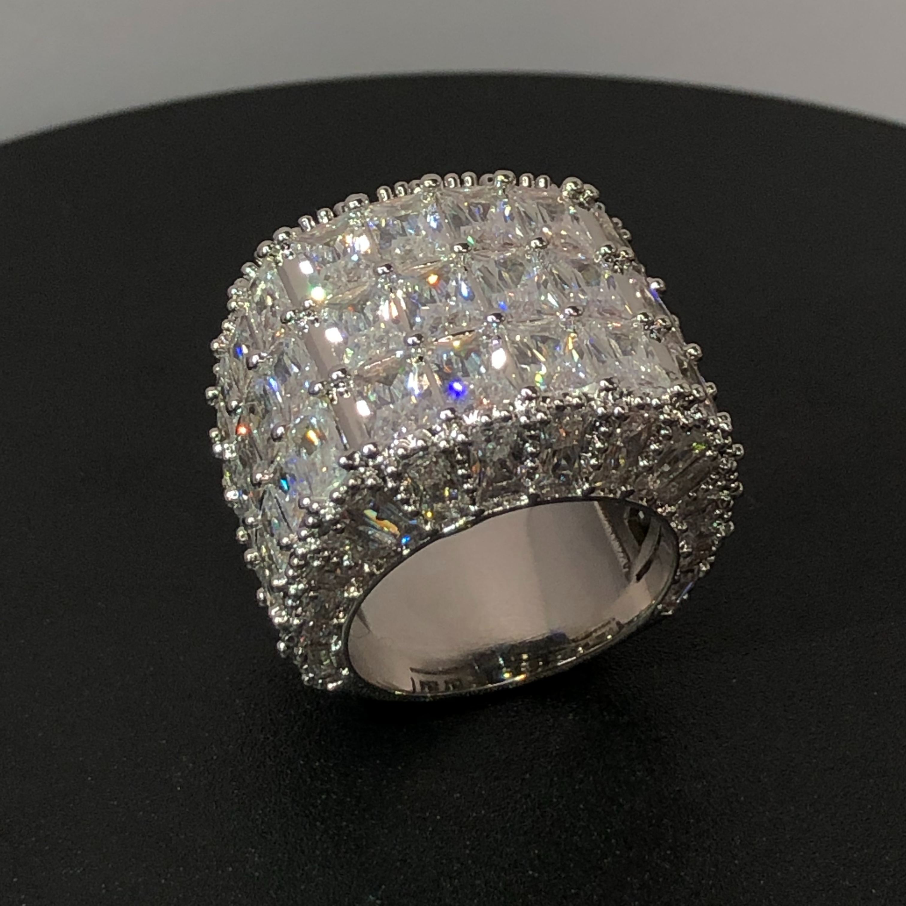 Asscher Cut Men's Chandelier Moissanite Ring