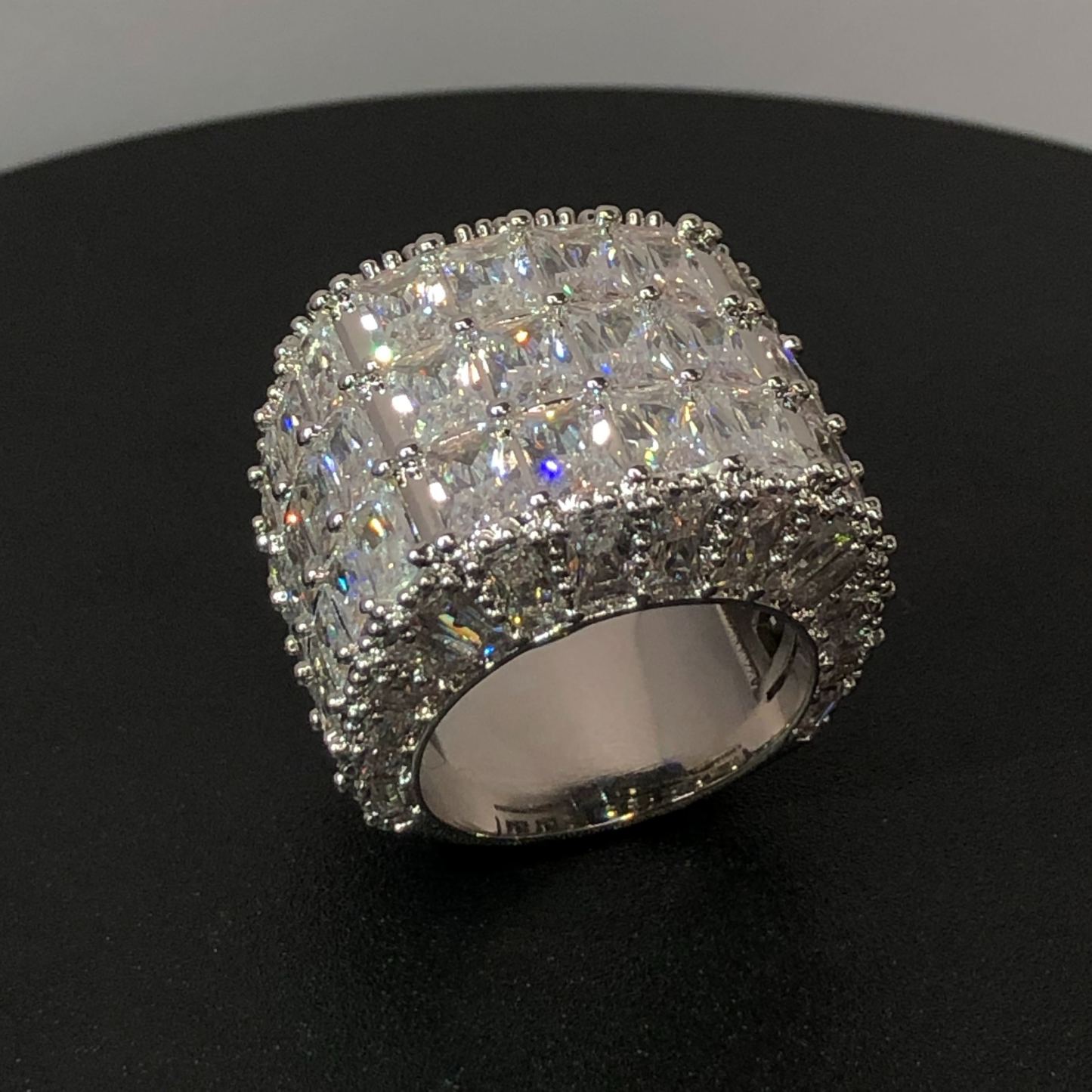Asscher Cut Men's Chandelier Moissanite Ring