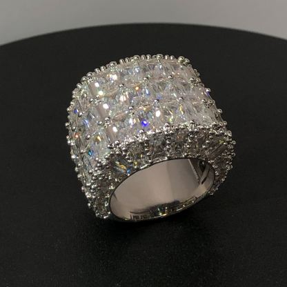 Asscher Cut Men's Chandelier Moissanite Ring
