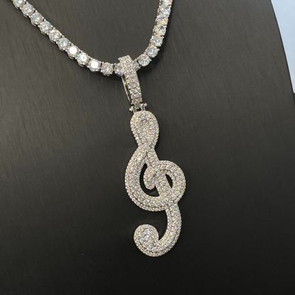 Moissanite Musical Note Pendant