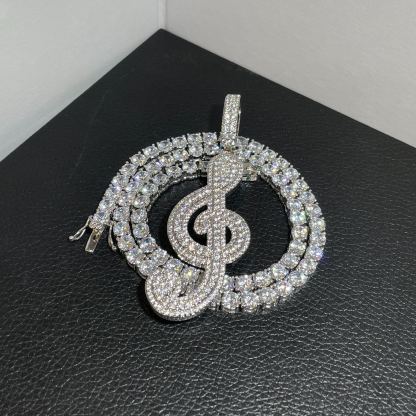 Moissanite Musical Note Pendant