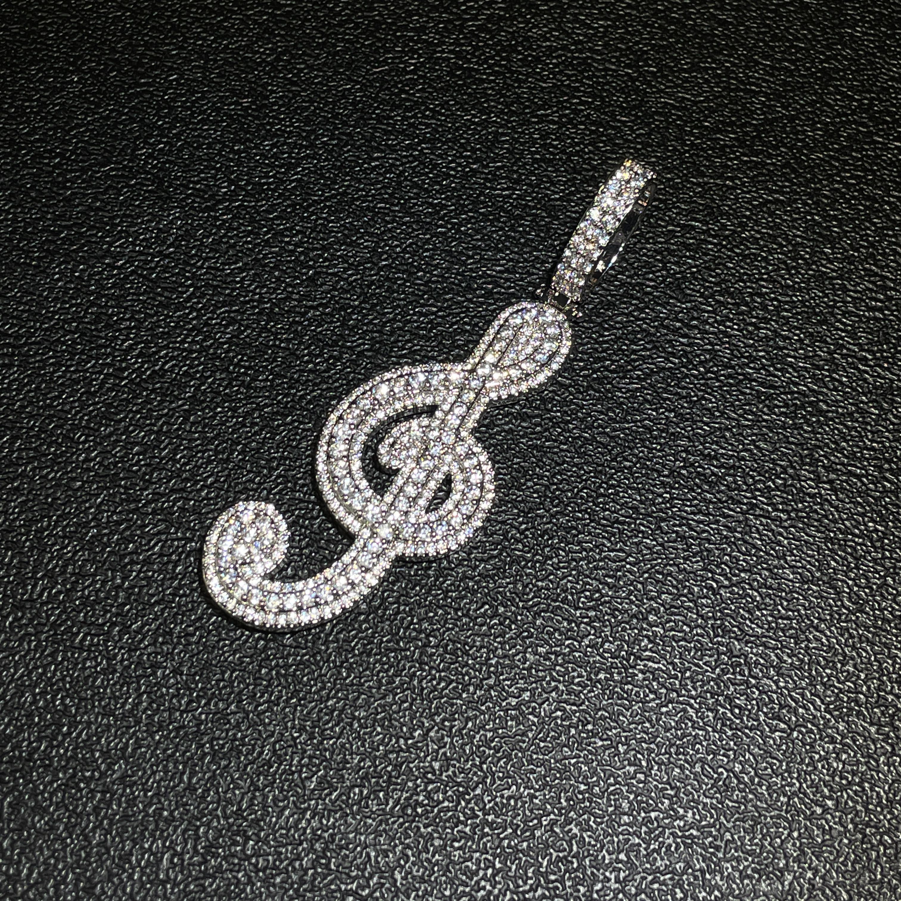 Moissanite Musical Note Pendant