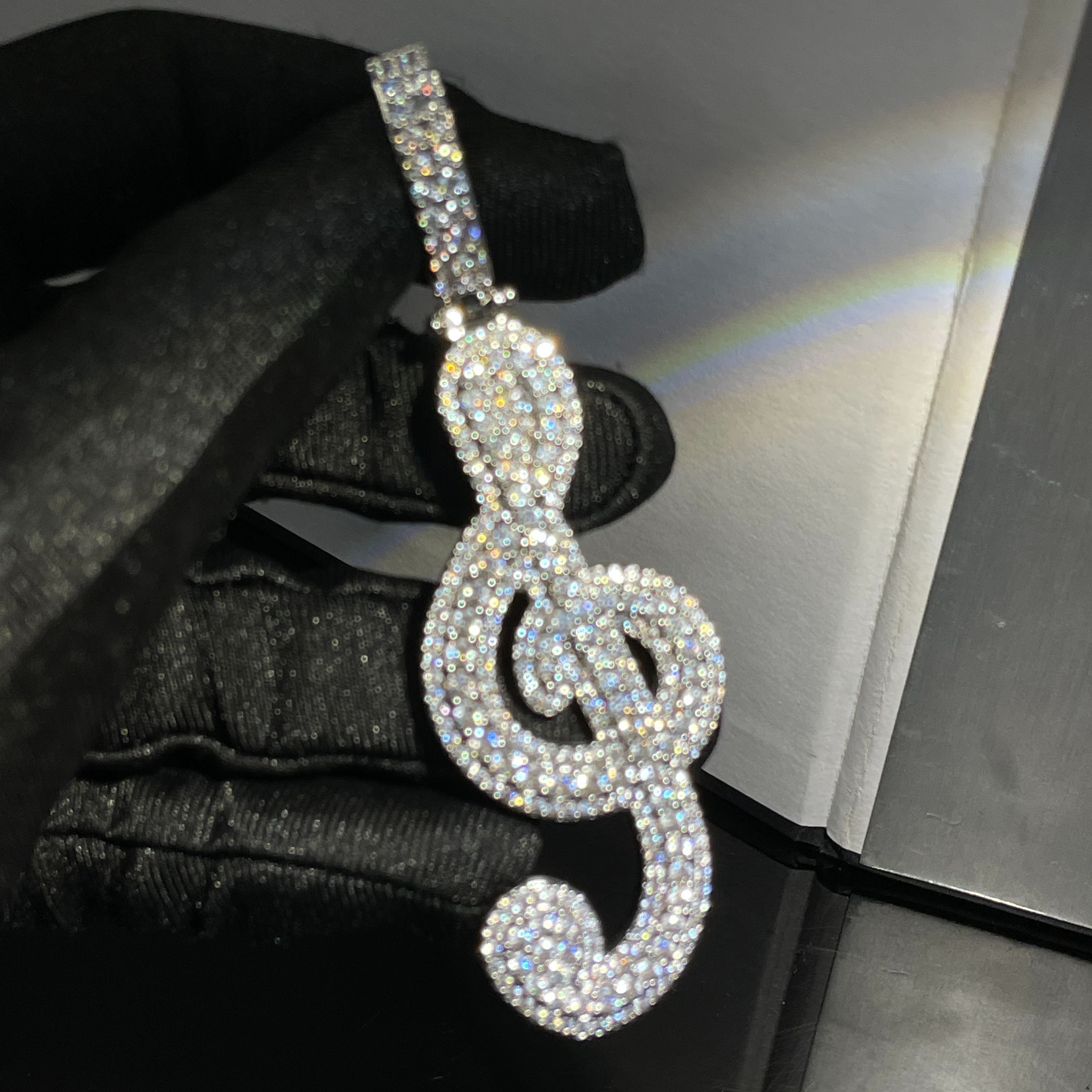 Moissanite Musical Note Pendant