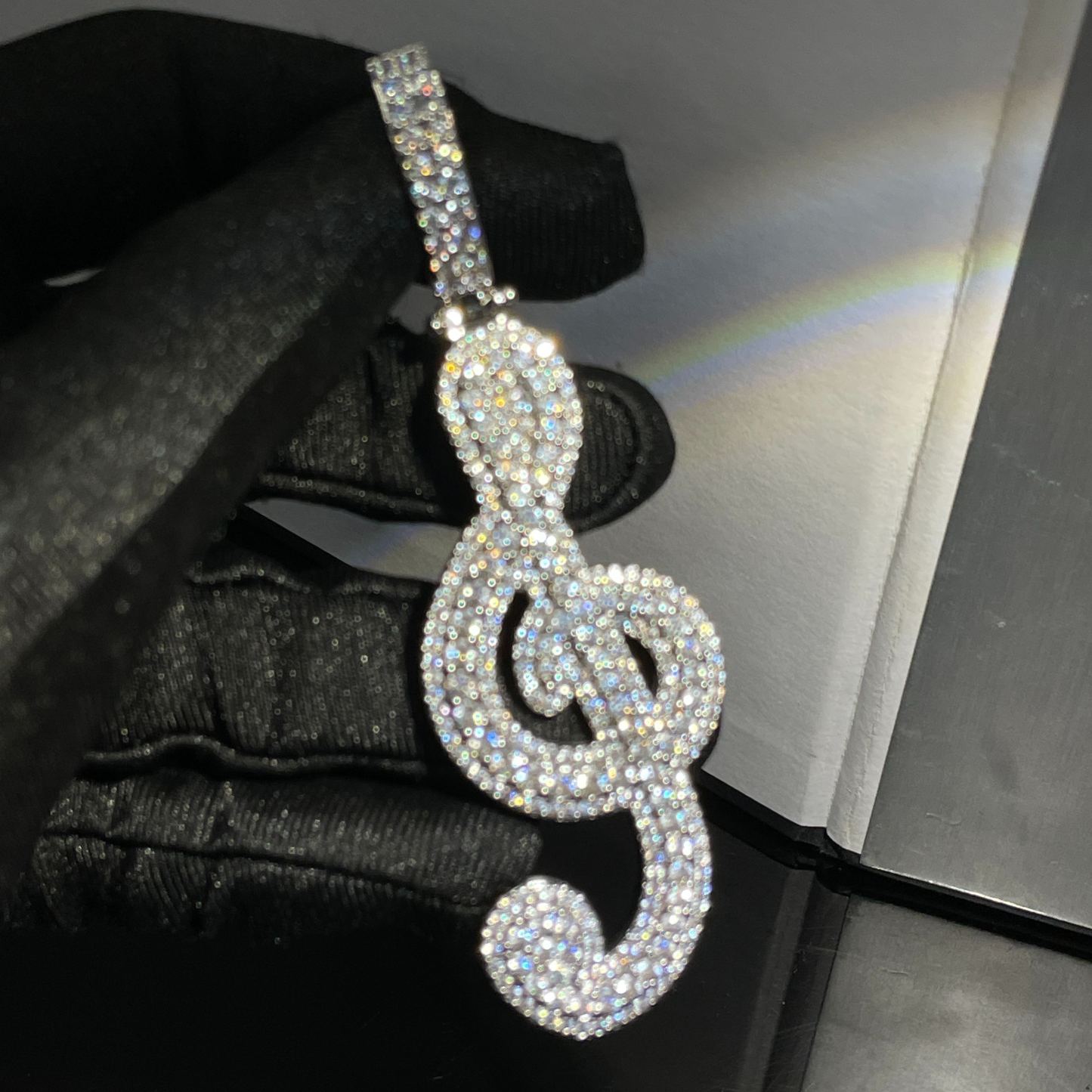 Moissanite Musical Note Pendant