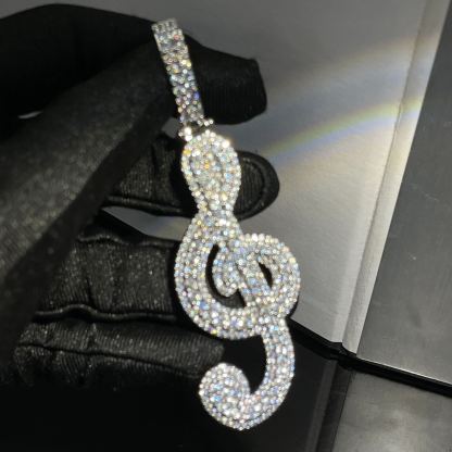 Moissanite Musical Note Pendant